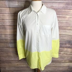 Equipment Colorblock Button Down White Green